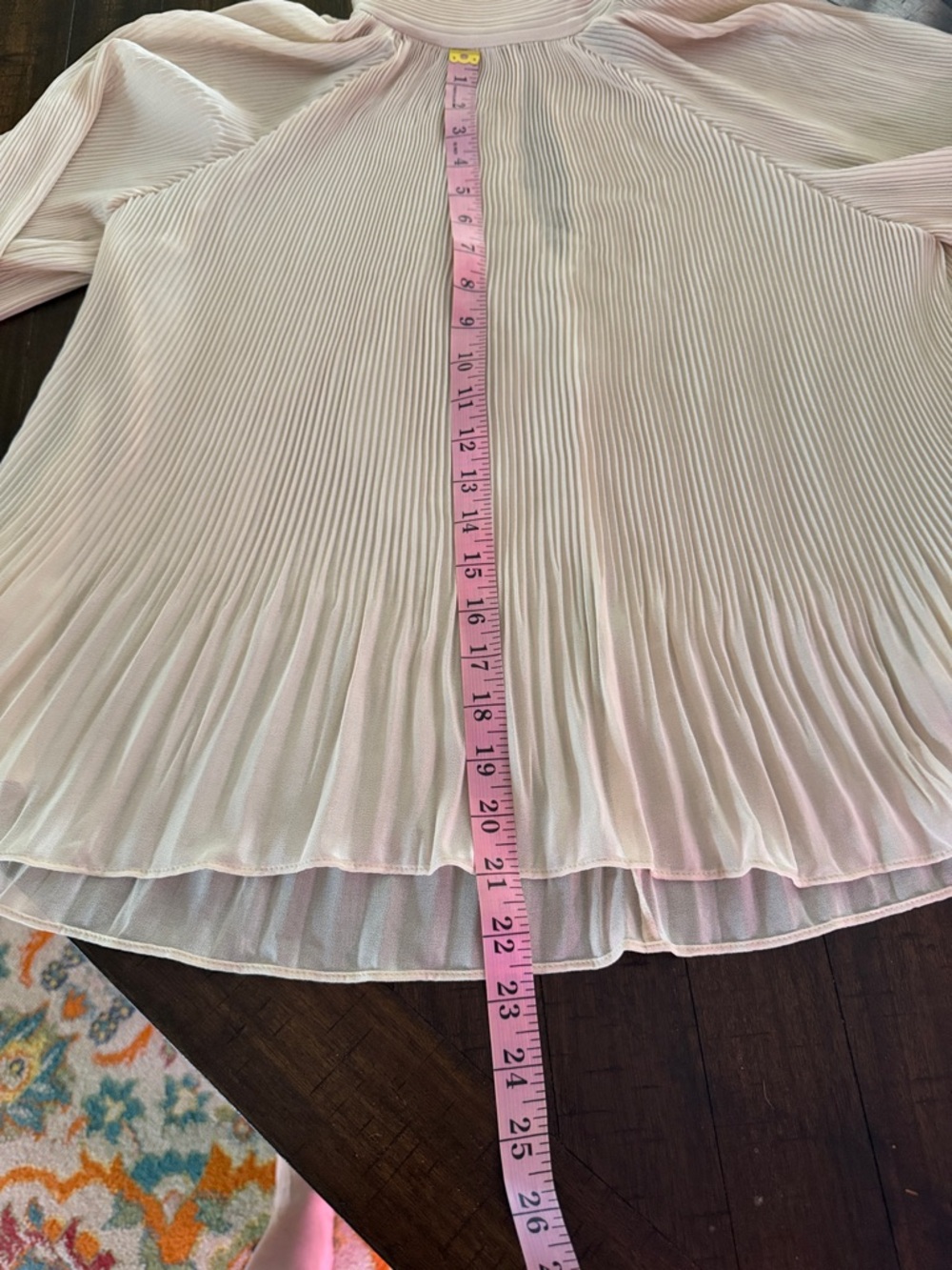 Pleated High-Neck Women's Top in Light Blush/Cream - Picture 6 of 6